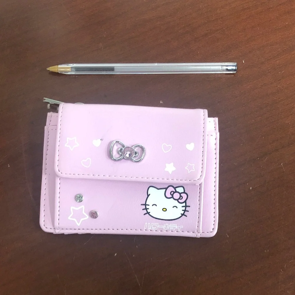 Hello Kitty Pink Kids Coin Purse Wallet with Star & Heart Accents